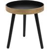 Spetebo Tavolino in legno con piano rotondo nero naturale - ca. Ø 38 cm - tavolo decorativo divano - compatto moderno - tavolo da soggiorno