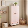 [en.casa] Armadio per Cameretta a 2 Ante Cassetto 126x60x41 cm Rosa | Guardaroba, Barra Asta Vano Appendiabiti, con Piedini, a Misura di Bambini, Camera da Letto