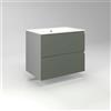 Diventa Modello Diva Star, Mobile Bagno sospeso 70cm con 2 cassetti spaziosi, lavabo dal design moderno, colore verde e grigio
