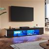 SUNXURY Mobile TV nero lucido, 160 cm, con illuminazione a LED, 160 x 39 x 30 cm (larghezza x profondità x altezza), moderno, con ripiano in vetro da 5 mm, per soggiorno