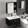 HYANXUE Mobili da Bagno, Mobile Portaoggetti Montato a Parete, Lavandino con Specchio, Set Combinato Armadio e Lavandino con in Ceramica e Rubinetto