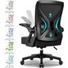 Airchros Sedia da ufficio ergonomica con braccioli pieghevoli, supporto lombare regolabile, funzione dondolo fino a 125°, altezza regolabile, sedia a rete, colore nero