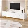 luckdect Mobile TV, supporto TV, 4 ante a spinta, mensola a 6 piani, lunghezza 180 cm, mobile TV da soggiorno, armadio basso soggiorno interno per TV fino a 70 pollici