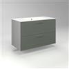 Diventa Modello Diva Frame, Mobile Bagno sospeso 90cm con 2 cassetti spaziosi e lavabo dal design moderno, colore verde e grigio