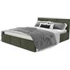 Muralo Letto Imbottito con Contenitore 120x200 cm - Kaki | Letto matrimoniale o singolo con rete a doghe e vano contenitore, rivestimento in velluto resistente, testiera trapuntata,