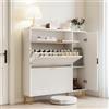 Yeutre Scarpiera con 3 ante e cassetto, armadio per scarpe per 16 paia, mobile portaoggetti per ingresso, corridoio, 110 x 24 x 114,5 cm (bianco 110 cm)