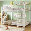Henjda Letto a castello, 140 x 200 cm, letto per bambini con ripiani in legno, letto in metallo con protezione anticaduta, per bambini e ragazzi, letto familiare, letto da gioco, senza materasso