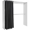 AVANTI TRENDSTORE - Bojano - Armadio bianco con tenda in grigio scuro, con 3 scomparti e 2 aste per vesiti e non solo. Misure ca LAP 134-182x185x50cm