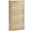 INTRECCI Scarpiera in Rovere 3 Ante - Design Salvaspazio Slim Profondità 24cm - Mobile Porta Scarpe in Legno, Capacità 18 Paia - Facile da Montare, Ideale per Ingresso e Corridoio - Colore: Natural