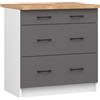 AKORD Armadio da cucina OLIWIA con sistema di piani di lavoro 82/85x80 cm | Credenza | Spazioso | Robusto | Adatto a ogni design | Per una piccola cucina | Bianco & Grigio Grafite