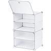 Baroni Home Scatole per Scarpe Impilabili Salva spazio, Organizzatori Componibili Porta Scarpe Pieghevoli in Plastica, per Cabina Armadio, Ingresso, Fino a Taglia 44, Bianco, 4 Scomparti, 44x32x65 cm