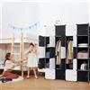 UISEBRT Armadio con Sistema di Scaffalature 20 Scomparti DIY Armadio per Guardaroba in Plastica Armadio per Camera da Letto con Ante e Cassetti per Scarpe per Vestiti Libri Giocattoli - 140x37x178cm