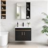 FGNIXLN Set di mobili da bagno con mobiletto, 61 cm, con armadietto a specchio da 55 cm, set di mobili da bagno con lavandino, sospeso, mobili moderni da bagno(Nero,60x40cm)
