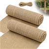 LILIXI 2 Rotoli di Tela Iuta per Piante, Protezione per Alberi Iuta | 3 m x 25,5 cm, Juta Rotolo, Nastro Iuta con 20 m Corda di Iuta