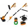 TOOLMAK Kit 2 in 1 20V, Tagliabordi a Batteria 26 cm + Sega da Potatura Telescopica 210 mm, Batteria 4,0Ah e Caricabatterie, per Prato e Rami Alti