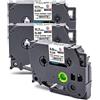 Anjonova 3x Nastro Sostituzione per Cassetta Tubo Termorestringente Tze HSe-221 HSe-231 HSe-241 Compatibile con Brother PT-E550W PT-1010 PT-H107 PT-H101C PT-E100 PT-D450 PT-300BT Cube, Nero su Bianco
