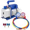 Sihao Pompa per Vuoto Aria Condizionata 1.8CFM 1/4hp Pompa per Vuoto Frigorista con Un Misuratore Collettore 1440 RPM Anti-Reflusso Olio per Condizionatore Auto Automobile Riflettore