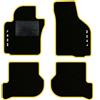 QUEMAR Tappetini Auto per Seat Leon II 1P, Bordo Giallo, 2 Ricami | 2005-2012 / Kit Tappeti Moquette e Gomma su Misura / Set 2 Anteriori + 2 Posteriori / Ricami e Colori Personalizzati