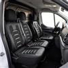 GIOVANNI BUTTI Set di coprisedili per auto 2+1 per Renault Trafic 3, Opel Vivaro B 2014-2018, Fiat Talento 2016-2020, in lino/nero/grigio, set di coprisedili anteriori (sedile passeggero destro divisi