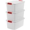 Set 3 Contenitori Rettangolari 59x39x28 cm in Plastica Keter K-Latch L Trasparente