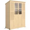Armadio da Giardino Walk-in 147x68x198 cm con Pavimento e 4 Finestre in Legno di Abete