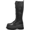 IF Fashion Scarpe Combat Anfibi Militari Stivali Stringati Alti da Donna Platform Plateau Zeppa HJ811 Nero N.37