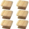 Mewutal 6 pomelli quadrati in legno grezzo per cassetti, maniglie per cassetti e mobili (lunghezza e larghezza: 45 mm, altezza: 22,7 mm)