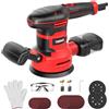 TEENO Levigatrice orbitale 150 mm 450 W Levigatrice eccentrica a 6 velocità con 20 dischi abrasivi Ø125/150 mm, Collettore di polveri, per legno, metallo, plastica