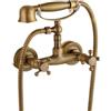 LAKKOAKOAA Rubinetto Vasca Da Bagno Miscelatore Vasca Da Bagno Ottone Due Maniglie Antico Vintage Stile, Rubinetto Doccia Da Muro Con Doccetta E Flessibile Doccia Da 1,5 M, Bronzo