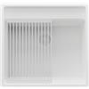 PRIMAGRAN Lavello sottotop al Mobile 60cm + Kit di scarico, 56x53cm | Set: Kit di scarico + Scolapasta avvolgibile + Lavandino in Granito a 1 Vasca - Bergen Low Cut Top, Tutto Bianco
