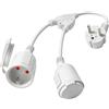 GAOUTO Cavo corto esterno con 2 prese Schuko, cavo corto con protezione contro le sovratensioni, doppia spina 16 A/250 V, impermeabile IP44, cavo in gomma per uso domestico, sezione 1,5 mm², bianco