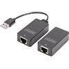 DIGITUS USB Extender - Portata 45 m - USB 1.1 - Cavo di rete UTP, STP e S-FTP da Cat-5 - Plug & Play - Nero