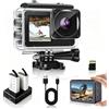 fceoul Action Cam 1080P FHD 16MP, Action Cam con Dual Screen 2 e 1.3, fotocamera subacquea impermeabile fino a 40 m, per vlog e sport, con scheda SD da 32 GB, 2 batterie da 1050 mAh e accessori