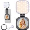 WOLMIK Luce per selfie, luce di riempimento per cellulare con specchio per trucco, 5 modalità di luce e 5 livelli di luminosità, forte fissaggio magnetico universale per smartphone, luce per selfie, trucco