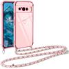 Vauki Cover con Cordino per Google Pixel 7a, Carina Motivo Cuore Custodia con Collana, Antiurto Ultra Silicone TPU Morbida e Sottile Catena per Cellulare Case per Pixel 7a 6.1, Rosa