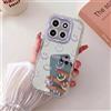 HAONANDE Custodia Specchio per Motorola Moto G86, Motivo Cuore Viso Lucky Cover Trasparente Lucida, Retro PC Rigido Bumper TPU Morbido Antiurto case Viola