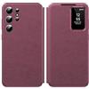 Nshkeji Cover per Samsung Galaxy S24 Ultra Intelligente in Pelle [Smart View] Custodia Galaxy S24 Ultra 5G Clear View Flip Pelle in Libro Portafoglio Flip, Carta Fessura, Wallet Custodie S View, Rouge