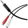 HDSupply divisor de audio, cable adaptador Y, conector jack aux 3,5 mm a 2x RCA cinch plug, para altavoces, subwoofer, barra de sonido, TV, coche, radio, smartphone, tablet, negro