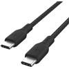 Belkin Cavo da USB Tipo C a USB-C, Power Delivery da 100 W, certificazione USB-IF, cavo USB 2.0 con esterno in nylon a doppia intrecciatura per iPhone 16/15, iPad Pro, MacBook, Galaxy, 2 m, nero