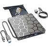 BPAKDU Unità CD/DVD esterna 8 in 1 per laptop, lettore DVD per laptop, USB 3.0 ultra sottile, portatile, masterizzatore CD esterno, compatibile con Mac desktop, Windows 11/10/8/7 Linux