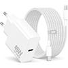 Poutek 45W Caricatore USB C per Phone 17/16/15 Pro Max, iPad Pro/Air/Mini | USB C Caricatore Caricabatteria Rapido con 3M Cavo USB Type-C Nylon Intrecciato Ricarica Rapida per Samsung S26/S25/S24/S23