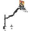 PUTORSEN Supporto a braccio per computer portatile fino a 18 e monitor da | Portata massima 9 kg, supporto per monitor extra lungo con ripiano per laptop, sezione centrale rimovibile, VESA 75/100 mm