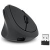 Perixx Perimice-719LR, mouse verticale wireless per mancini - Funzione di ricarica combinata via cavo e wireless - Progettato appositamente per mani più piccole