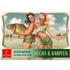 CALVENDO Luccio e carpe, esche curve, da mordere il pesce (calendario da parete 2027 DIN A4 orizzontale), calendario mensile: canna da pesca e nostalgia, pesci fantastici e donne adorabili.
