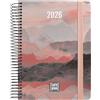 Grafoplás Grafoplas - Agenda 2026 Giorno per pagina, Design Harmony, 15 x 21 cm, spagnolo, spirale, copertina rigida, finitura morbida, chiusura elastica, annuale da gennaio a dicembre, FSC, include adesivi