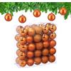 Relaxdays Palline di Natale, Set 50 Palle Albero, Addobbi Natalizi, ∅ 6 cm, Plastica Opaca, Lucida, Glitter, Arancione