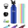Mujigaga Borraccia Termica 1 litro Senza BPA, con Cannuccia, Senza Perdite | Borraccia Termica, Isolato Sottovuoto,18/8 Acciaio Inox, Facile da Pulire, Bottiglia Termica per Trekking, Lavoro, Ciclismo