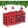 Relaxdays Palline di Natale, Set da 96 Palle Opache, Lucide, Glitterate, HxD: 4x3 cm, Addobbi Albero Natalizi, Rosso