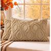decorUhome Set di 2 federe decorative natalizie per cuscini in morbida lana sintetica, per divano, supporto lombare, per la casa, 30 x 50 cm, cachi