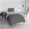 Italian Bed Linen Set Copripiumino 100% Cotone Natural Color, Made in Italy - Parure Copri Piumino - Sacco Piumone 200x200 cm con Doppia Patella e Federa Cuscino, Piazza e Mezza, Grigio Scuro/Grigio Chiaro